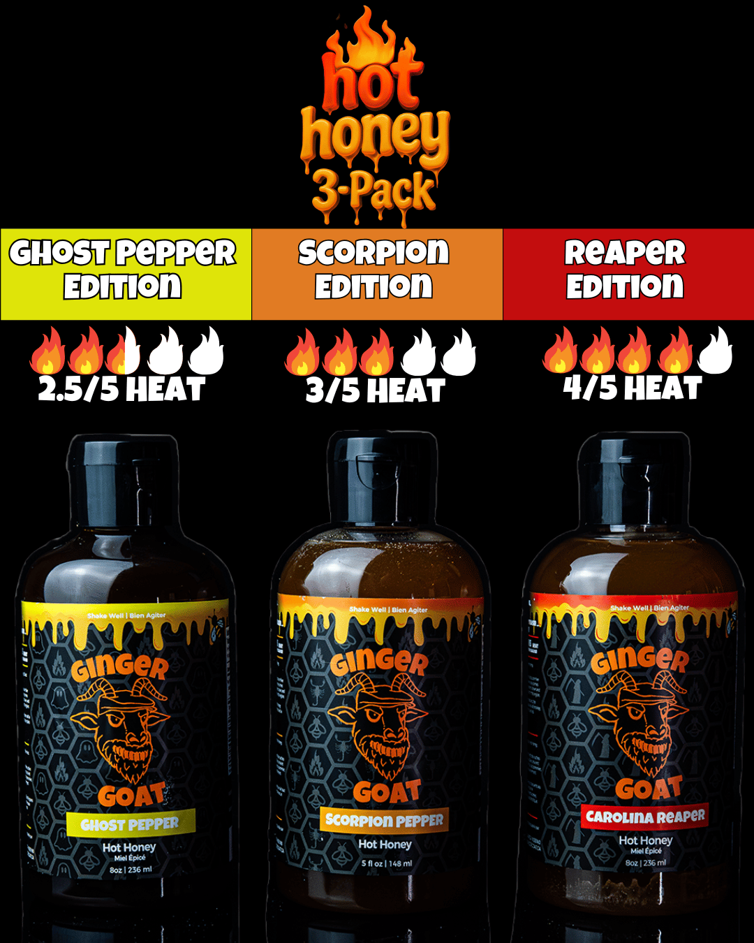 Hot Honey - 3 Pack - Ginger Goat