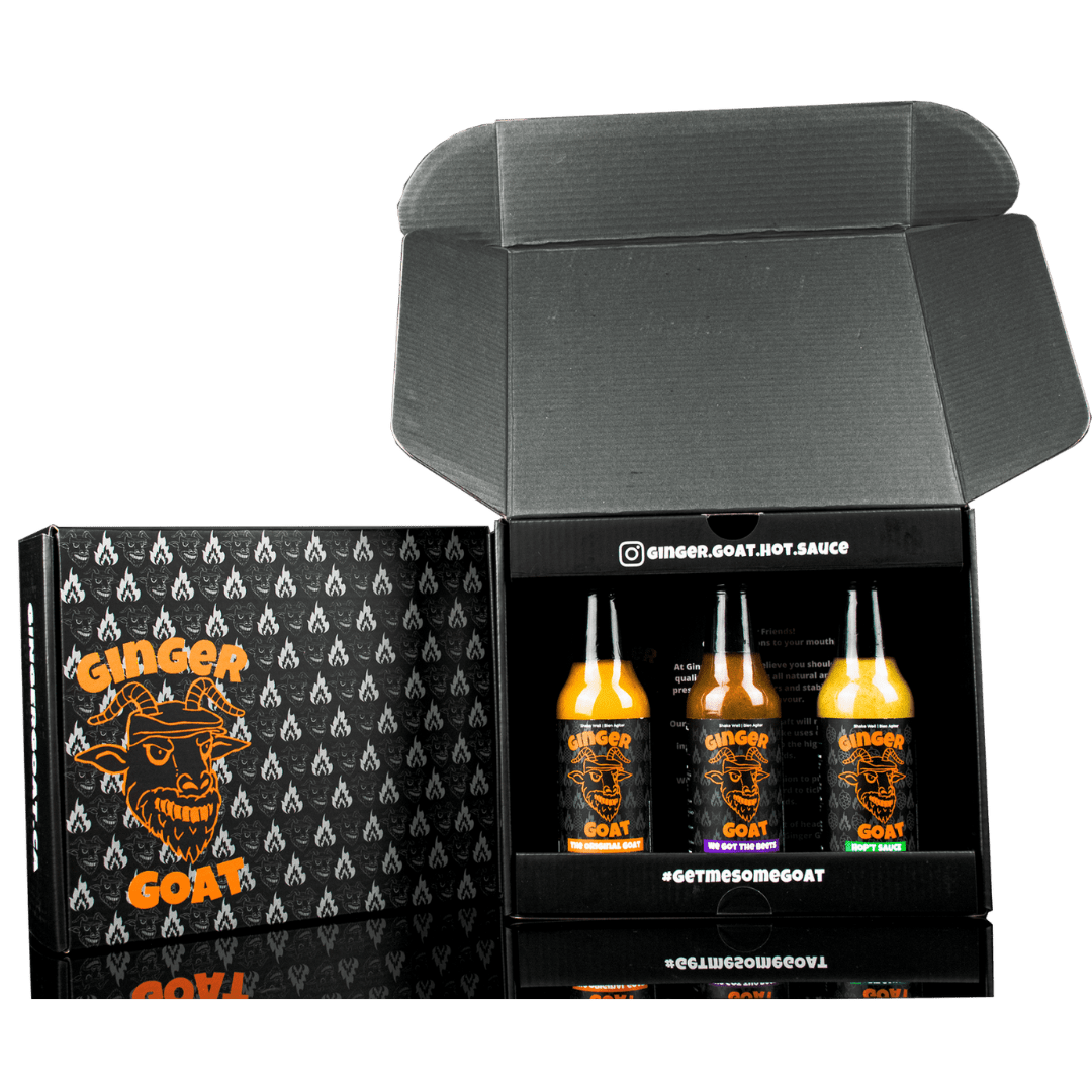 Customize your own 3-pack of all-natural Canadian hot sauces from Ginger Goat – mix and match fan-favorite and Hot Ones featured flavors