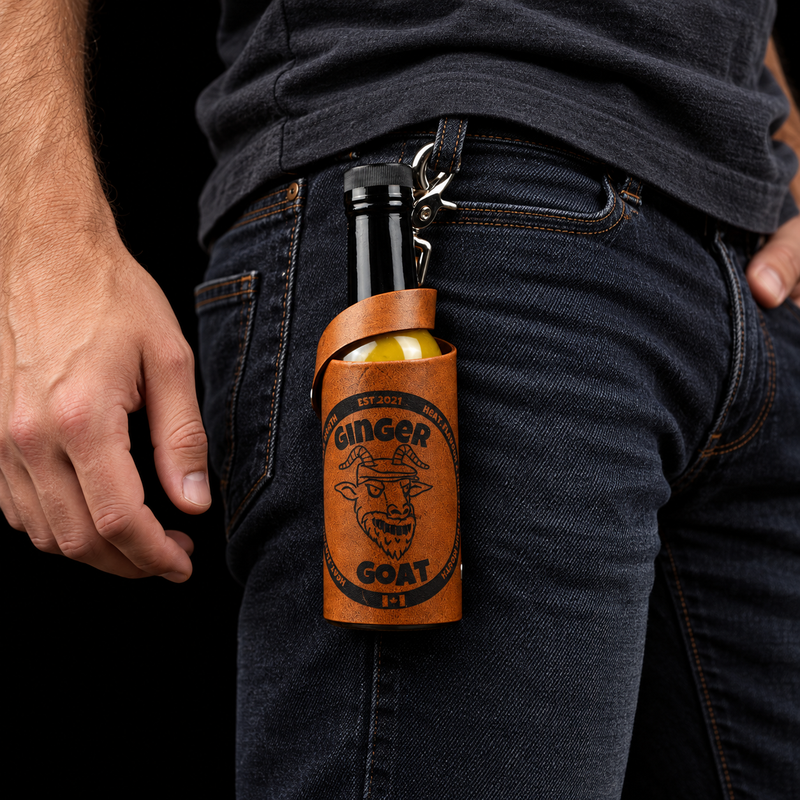 Hot Sauce Holster — lifestyle detail on black