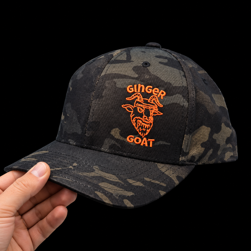 Classic Logo Flexfit in Multicam — lifestyle detail on black