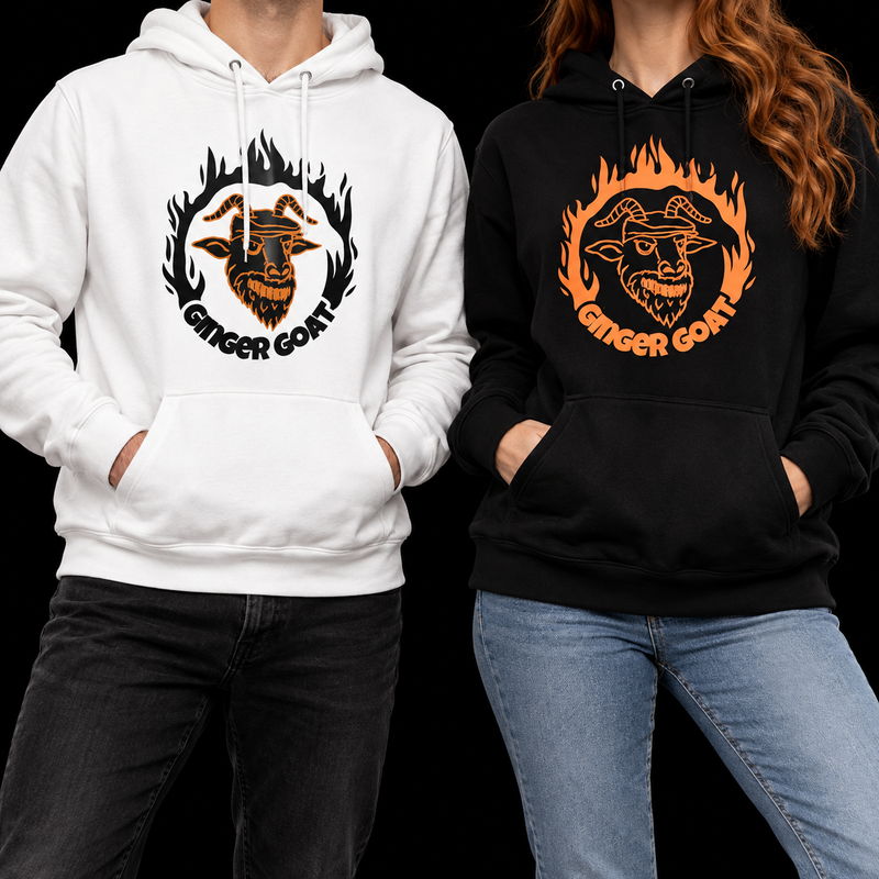 Ginger Goat - Ring of Fire - Hoodie — lifestyle detail on black