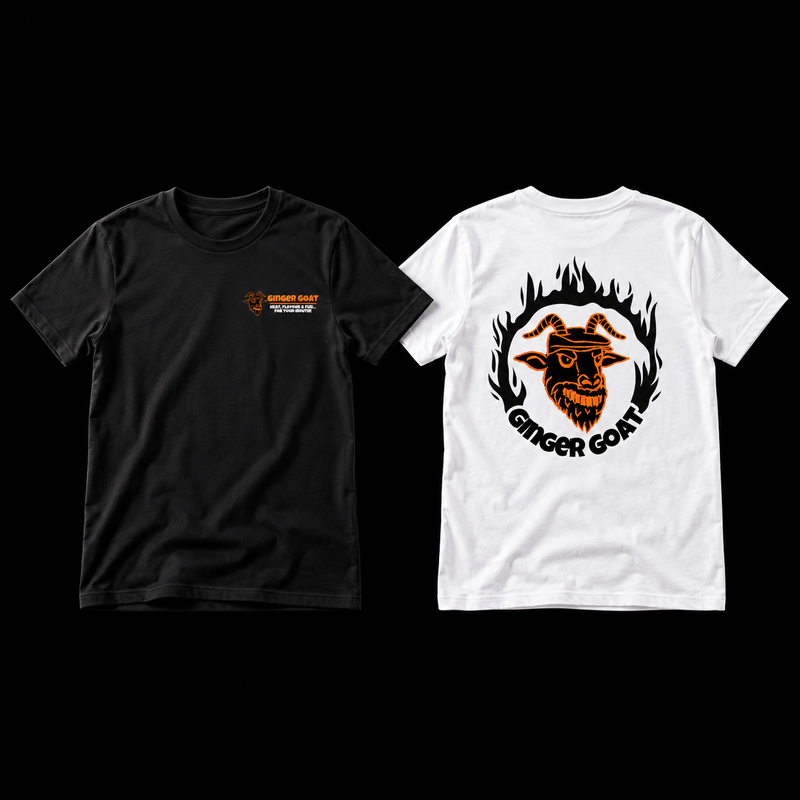 Ginger Goat - Ring of Fire T-Shirt — product studio photograph on black