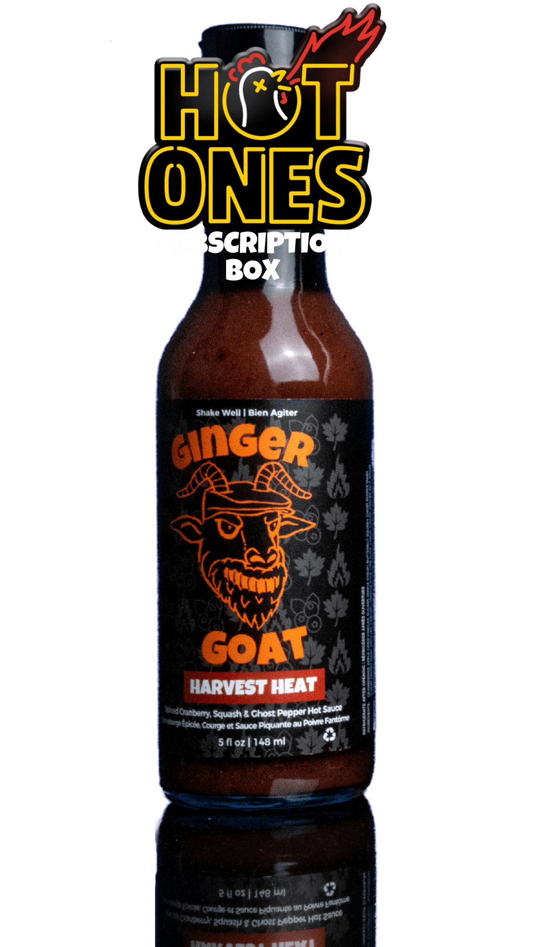 Harvest Heat hot sauce – Ginger Goat Canadian fall-inspired sauce with roasted squash, cranberry, maple, and ghost pepper as featured in the Hot Ones Subscription Box