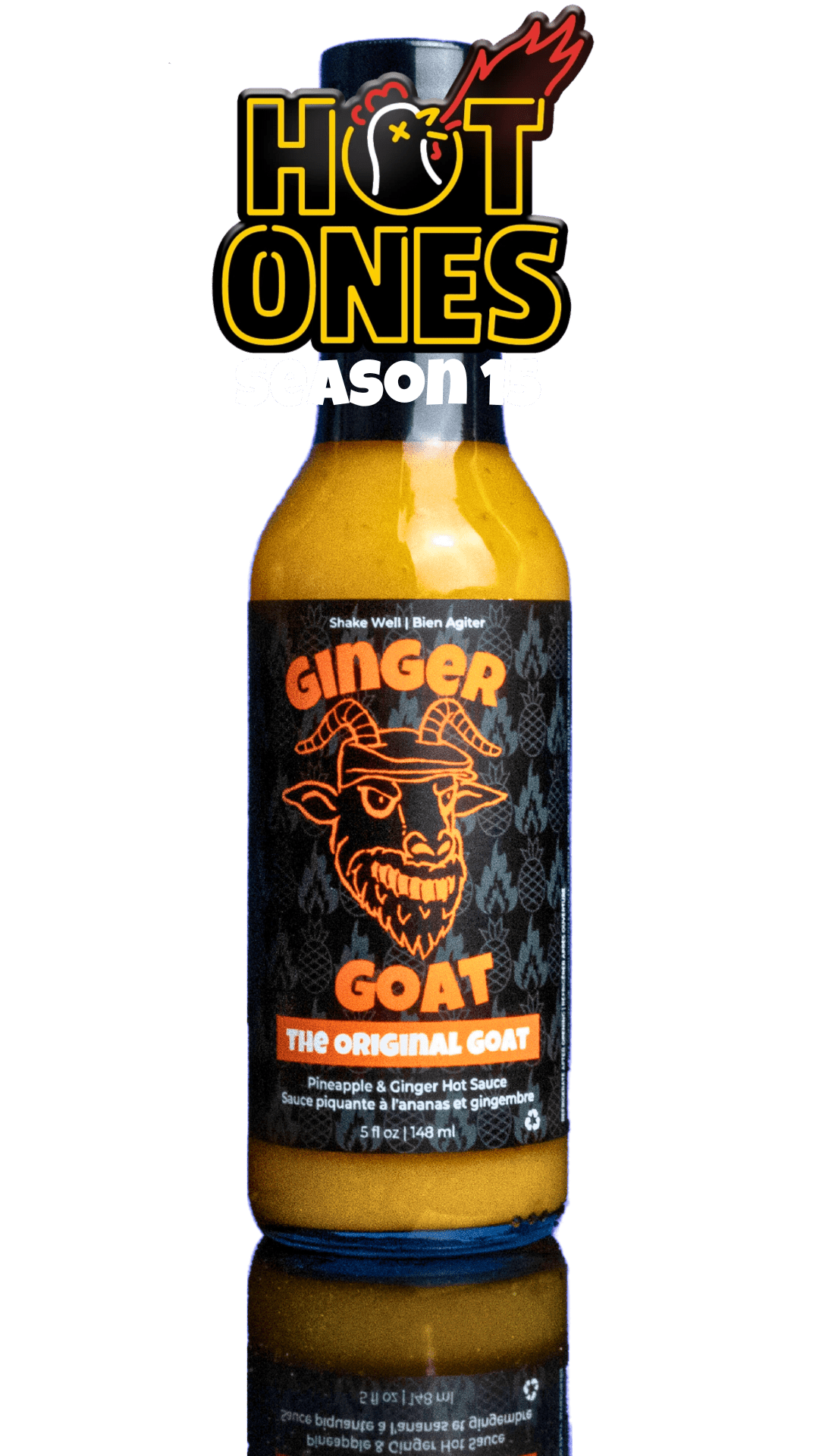 The Original Goat hot sauce by Ginger Goat – Canadian Hot Ones hot sauce with smoked pineapple and Carolina Reaper as seen on Hot Ones Season 15