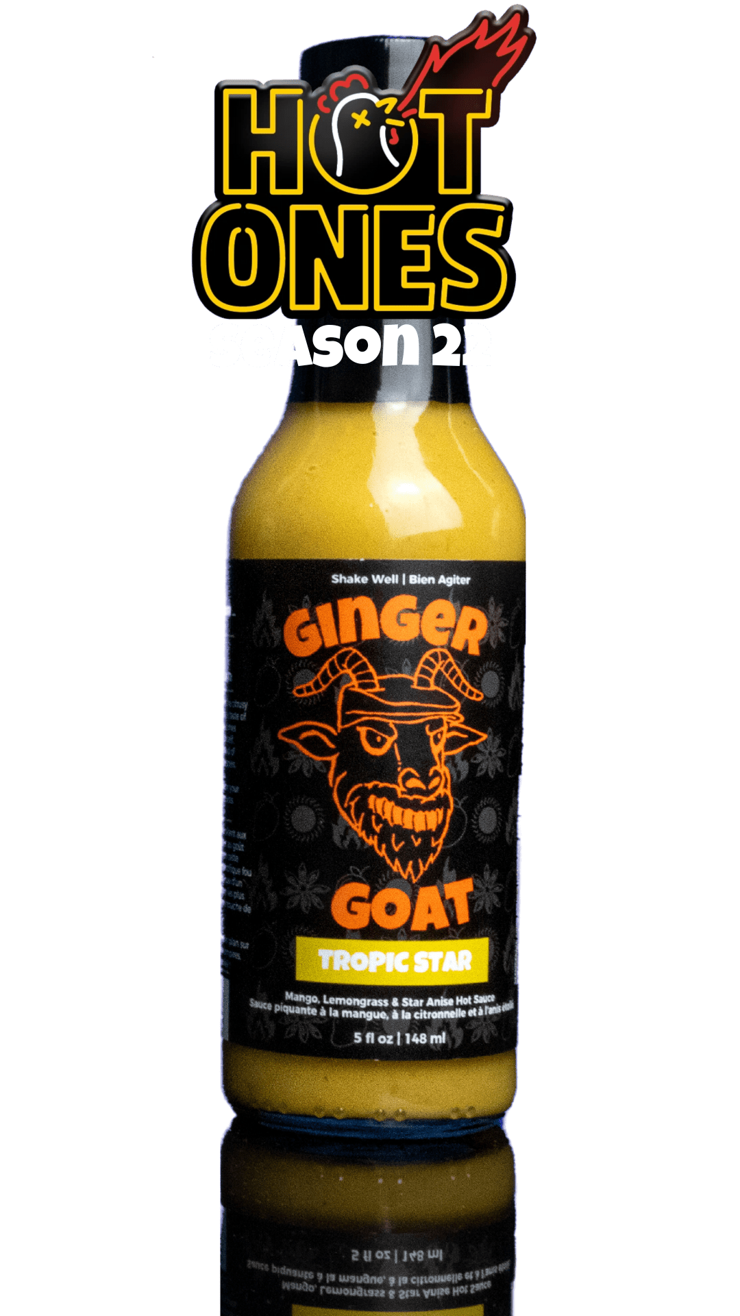 Tropic Star hot sauce by Ginger Goat – Canadian tropical hot sauce with mango, lemongrass, and superhot peach peppers as seen on Hot Ones Season 22